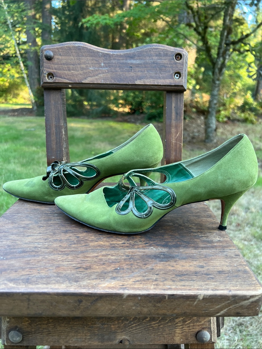 Vintage Mickey Starr New York Green Suede Heels – Repair Needed